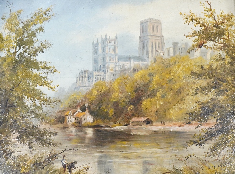 20th century School, ‘Durham Cathedral’, indistinctly signed, oil on canvas board, 17 x 23cm